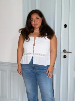 New Djerf Avenue Airy Poplin Buttoned Top White