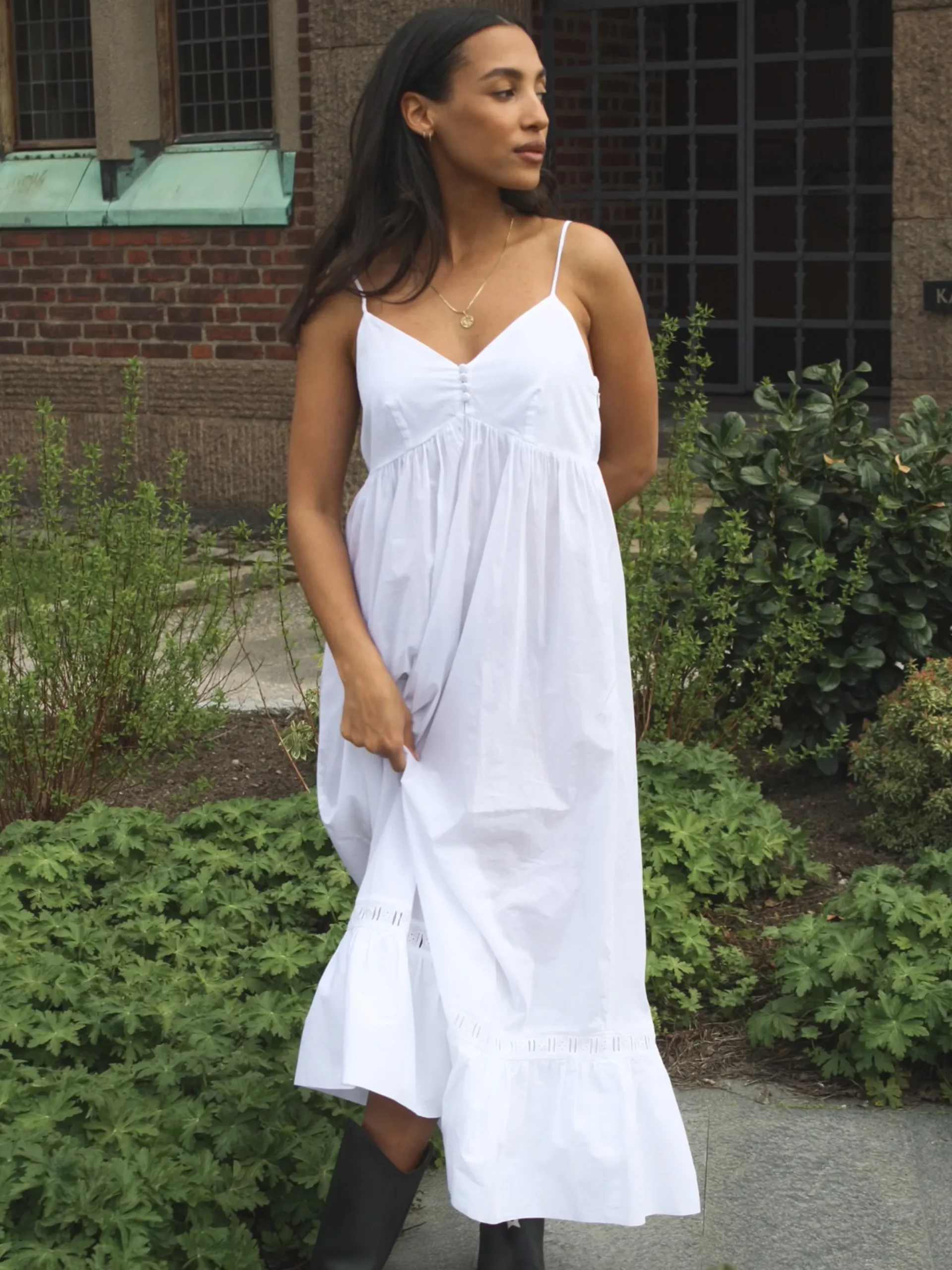 Best Sale Djerf Avenue Airy Poplin Midi Dress White