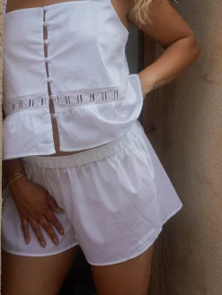 Flash Sale Djerf Avenue Airy Poplin Mini Shorts White