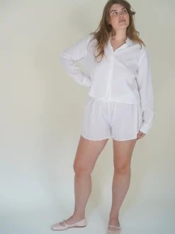 Flash Sale Djerf Avenue Airy Poplin Mini Shorts White