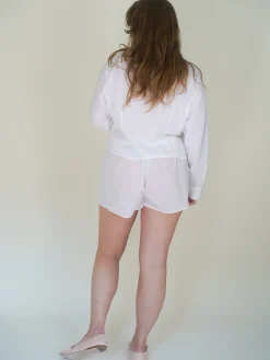 Flash Sale Djerf Avenue Airy Poplin Mini Shorts White
