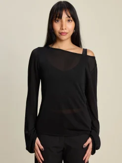 Flash Sale Djerf Avenue Bateau Long Sleeve Top Black