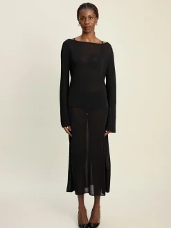 Flash Sale Djerf Avenue Bateau Long Sleeve Top Black