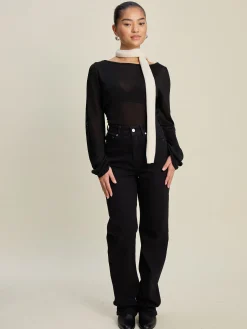 Flash Sale Djerf Avenue Bateau Long Sleeve Top Black