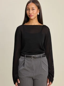 Flash Sale Djerf Avenue Bateau Long Sleeve Top Black