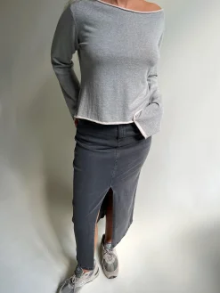 Best Djerf Avenue Bateau Neck Sweater Grey