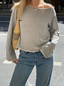 Best Djerf Avenue Bateau Neck Sweater Grey