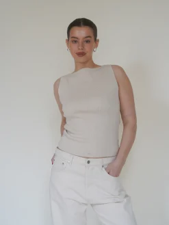 Outlet Djerf Avenue Bateau Tank Top Cream