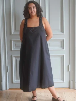 Discount Djerf Avenue Breezy Embroidered Dress Black