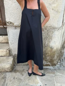 Discount Djerf Avenue Breezy Embroidered Dress Black