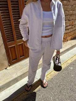 Hot Djerf Avenue Breezy Pants Beige Stripe