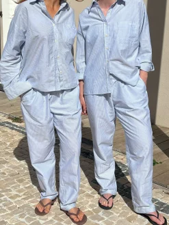 Cheap Djerf Avenue Breezy Pants Blue Stripe