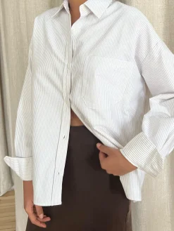 Online Djerf Avenue Breezy Shirt Beige stripe