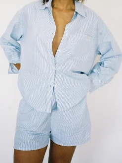 Best Sale Djerf Avenue Breezy Shirt Blue Stripe