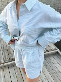 Cheap Djerf Avenue Breezy Shirt Green Stripe