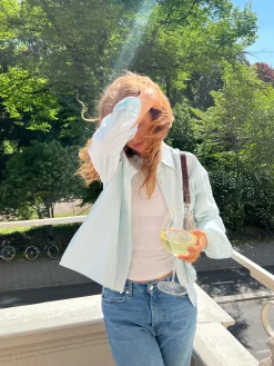 Cheap Djerf Avenue Breezy Shirt Green Stripe