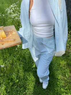 Cheap Djerf Avenue Breezy Shirt Green Stripe