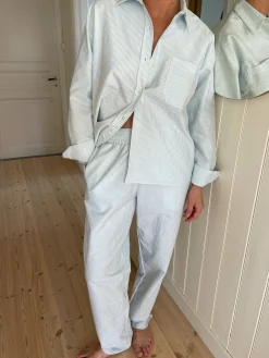 Cheap Djerf Avenue Breezy Shirt Green Stripe