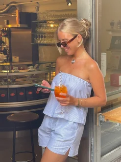 New Djerf Avenue Breezy Shorts Blue Stripe