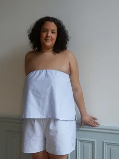 New Djerf Avenue Breezy Shorts Blue Stripe