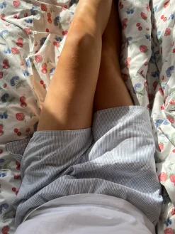 New Djerf Avenue Breezy Shorts Blue Stripe