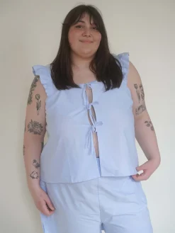 New Djerf Avenue Breezy Tie Top Blue