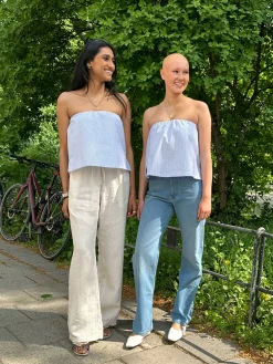 Fashion Djerf Avenue Breezy Tube Top Blue Stripe