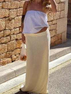 Fashion Djerf Avenue Breezy Tube Top Blue Stripe