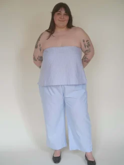 Fashion Djerf Avenue Breezy Tube Top Blue Stripe