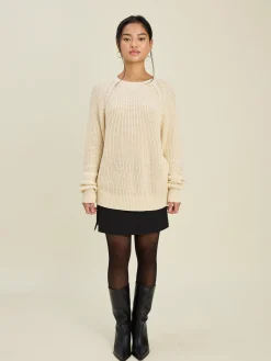 Best Djerf Avenue Chunky Raglan Roundneck Off White