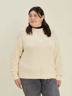 Best Djerf Avenue Chunky Raglan Roundneck Off White