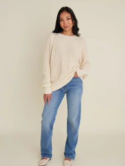 Best Djerf Avenue Chunky Raglan Roundneck Off White