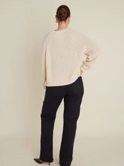 Best Djerf Avenue Chunky Raglan Roundneck Off White