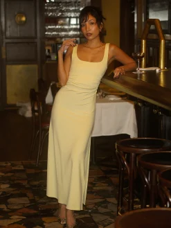 Best Djerf Avenue Citrine Midi Slip Dress Light Yellow