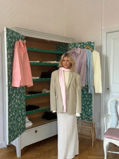 New Djerf Avenue Contrast Midi Skirt Ivory