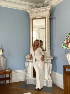 New Djerf Avenue Contrast Midi Skirt Ivory