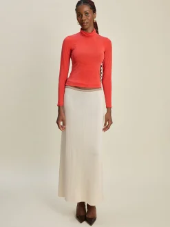 New Djerf Avenue Contrast Midi Skirt Ivory
