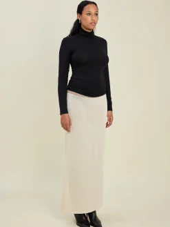 New Djerf Avenue Contrast Midi Skirt Ivory