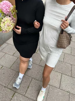 New Djerf Avenue Daily Long Sleeve Dress Grey Melange