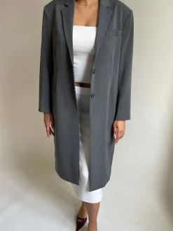 New Djerf Avenue Daily Long Sleeve Dress Grey Melange