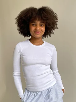 Best Djerf Avenue Daily Long Sleeve Top Ribbed White