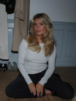 Flash Sale Djerf Avenue Daily Long Sleeve Top Ribbed Grey Melange