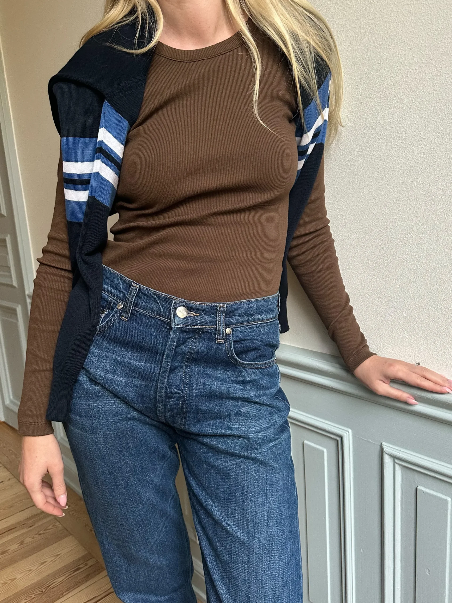Flash Sale Djerf Avenue Daily Long Sleeve Top Ribbed Cocoa