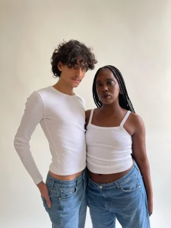 Best Djerf Avenue Daily Long Sleeve Top Ribbed White