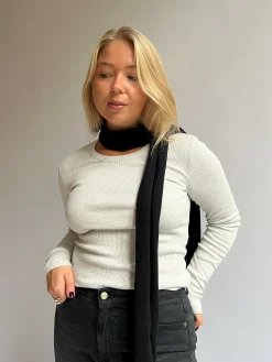 Flash Sale Djerf Avenue Daily Long Sleeve Top Ribbed Grey Melange