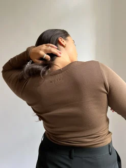 Flash Sale Djerf Avenue Daily Long Sleeve Top Ribbed Cocoa