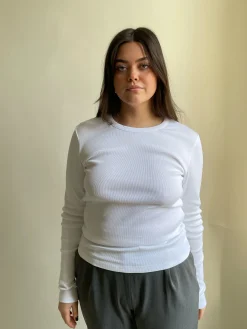 Best Djerf Avenue Daily Long Sleeve Top Ribbed White