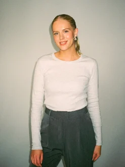 Flash Sale Djerf Avenue Daily Long Sleeve Top Ribbed Grey Melange