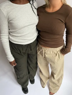 Flash Sale Djerf Avenue Daily Long Sleeve Top Ribbed Cocoa