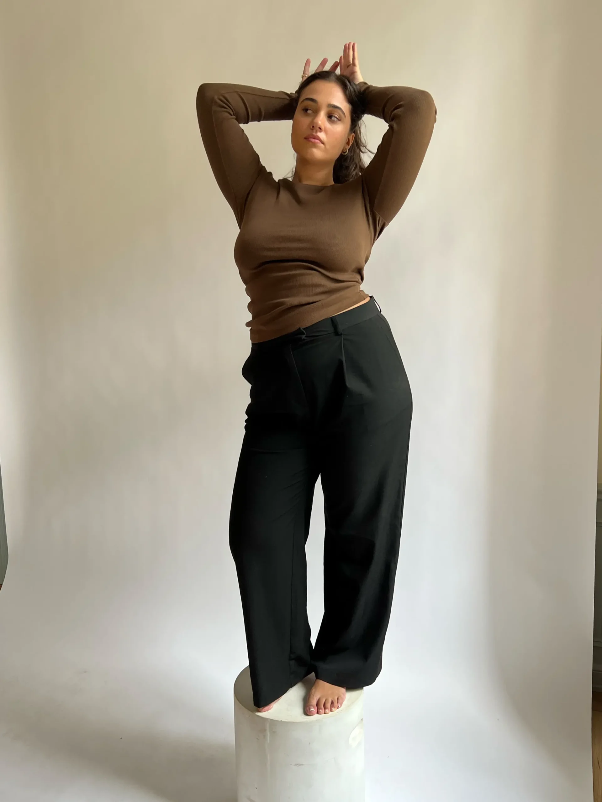 Flash Sale Djerf Avenue Daily Long Sleeve Top Ribbed Cocoa